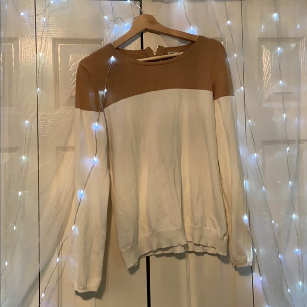 Tan and white sweater